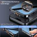 [Full Camera Protection& Mechanical Lock]Magnetic Privacy Case for iPhone 16 Pro [Compatible with MagSafe] [CD Metal Ring]Full Body Shockproof Metal Bumper, 9H Anti Peeping Glass Cover-Black