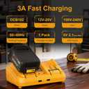 DCB102 Fast Charger Replacement for Dewalt Battery Charger, with 2 USB Port Compatible with Dewalt 12V 20V Batteries