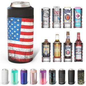 Frost Buddy Universal Buddy Can Cooler - Fits All - For Regular 12 & 16 oz or Slim-Size Bottles - Insulated Double-Walled Stainless Steel (Merica)