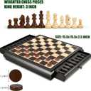 VAMSLOVE Wooden Chess Checkers Game Set 15.5" Large Size Board w/Storage Drawers, Weighted Chess Pieces - 2 Extra Queens 3" King, Gift for Birthday Housewarming Retirement - Black, 15.5" L x 15.5" W x 2.5" H