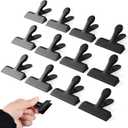 Chip Bag Clips, 12Pcs Stainless Steel Chip Clips for Food Packages, Metal Kitchen Clip for Snack Bags, Food Storage and Office Home Kitchen, Black (Small)