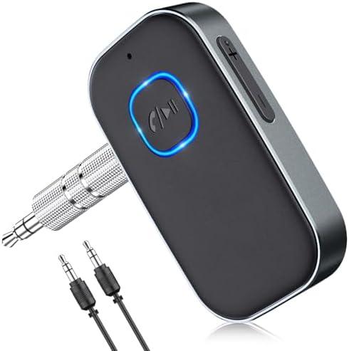 COMSOON Bluetooth Receiver for Car, Noise Cancelling 3.5mm AUX Bluetooth Car Adapter, Wireless Audio Receiver for Home Stereo/Wired Headphones, Hands-Free Call, 16H Battery Life - Dark Gray