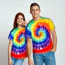 Norme 4 Pcs Hippie Costume Set Tie Dye T Shirt Peace Necklace Headband and Sunglasses for Theme Party (XL)