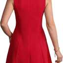 Women's Boat Neck Mini Dress Summer Spring 2026 Fashion Sleeveless A Line Cocktail Party Club Short Dresses (M)
