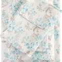 Viviland Floral Full Sheet Set 4 Pieces Light Blue Flower Bed Sheet Soft Breathable Brushed Microfiber Bedding Sheets & Pillowcases Wrinkle Free Fitted Sheets with 15" Deep Pocket for Full Size