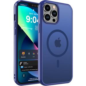 DEERLAMN Magnetic Matte Case for iPhone 14 Pro Max 6.7-Inch, [Compatible with MagSafe][Military Grade Drop Protection] Anti-Fingerprint Slim Translucent Shockproof Protective Phone Cover, Blue