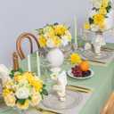 FANKO Artificial Flowers Yellow Rose, Mixed Fake Silk Flowers Combo Cream White Rose Yellow Dahlia Spring Assorted Blooms for DIY Wedding Bridal Bouquets/Centerpieces/Home Decor