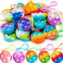 JOYIN Round Pop Fidget Keychain 90 Pack Pop Fidget Toys Bulk Party Favors for Kids 4-8,8-12 Years, Valentines Goodie Bags Stuffers Back to School Gifts for Students Classroom Prizes Sensory Toys