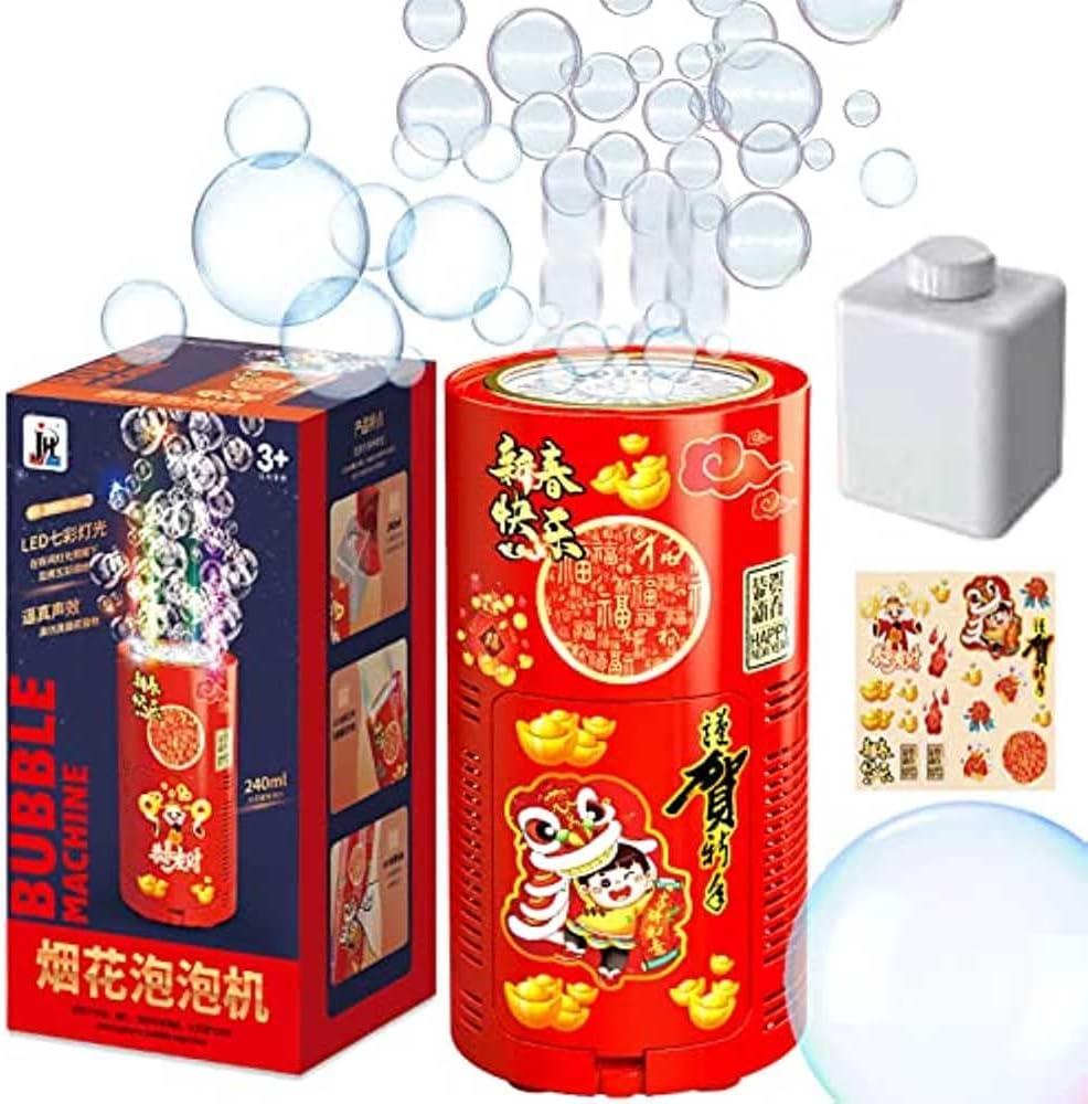 Portable Firework Bubble Machine, 20-Hole Electric Automatic Bubble Maker Toys for Indoor Outdoor Birthday Party, New Year