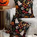 Halloween Pillow Covers 18x18 Set of 2 Throw Pillow Cases Soft Cushion Case Pillowcase for Chair Sofa Bedroom Living Room Home Decor, Flower