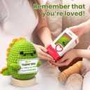 Gossby Handmade Positive Dinosaur Crochet with Message - Gift for Teacher - THANK YOU FOR HELPING ME GROW - Appreciation, Thank You, Christmas, End of Year Gift from Student - Knitted Decor