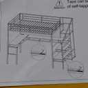 Full Size Loft Bed L-shaped Desk USB Metal Loft Bed Wardrobe Adjustable Shelf