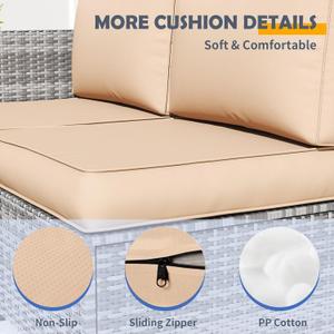 Patio Furniture Cushions Replacement Set of 3, Outdoor Deep Seat Couch Cushion and Backrest Pillow with Waterproof Removable Cover for Sectional Sofa Set, Beige 23×16×48 inch