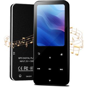 144GB MP3 Player, Bluetooth 5.2 Music Player, HiFi Sound Digital Music, Built-in HD Speaker, FM Radio, Voice Recorder, Earphones Included, MP3 Player for Friends, Kids, Students, Seniors (Black)