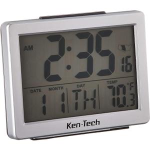 Sonnet Ken-Tech T-4652 Atomic Radio Controlled LCD A larm Clock, 1.5-Inch, Black Blue Light