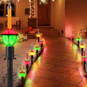 Sumind 1 Set 18 Feet Christmas Pathway Lights, 10 Bubble Light Bulbs Plug in Walkway Lights, Connectable Waterproof Path Light for Outdoor Yard Holiday Sidewalk Driveway Xmas Decoration