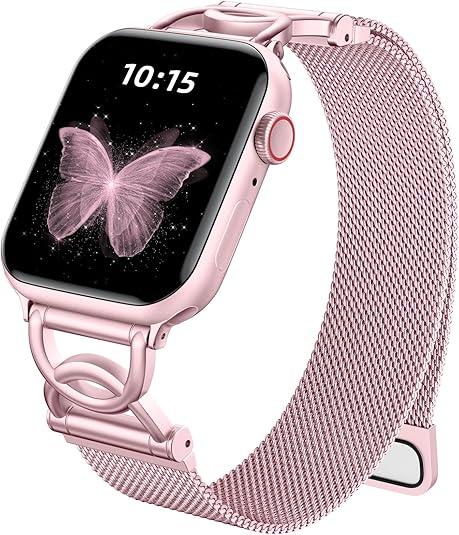 Zedoli Milanese Loop Compatible with Apple Watch Bands 40mm 41mm 38mm 42mm 44mm 45mm 46mm Series 10 9 8 7 6 5 4 3 2 1 SE for Women, Magnetic Stainless Steel Strap with DC-Shape Clasp for iWatch Band (38/40/41/42mm(Series 10)
