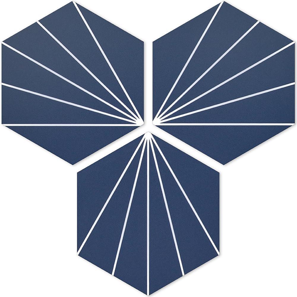 AULIGET Flower Vintage Hexagon Tile Peel and Stick Backsplash, 6"x7" Self Adhesive Wall Tiles in Blue (Pack of 45) AULIGET Flower Vintage Hexagon Tile Peel and Stick Backsplash, 6"x7" Self Adhesive Wall Tiles in Blue (Pack of 45)