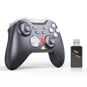 PXN P5 PC Controller, 2.4G Wireless Gaming Controller - Hall Effect Joysticks & Linear Triggers, 4 Macro, Turbo - Gamepad for PC/Switch/Android/iOS/Laptop/Steam (Black)