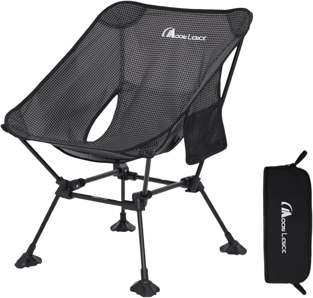MOON LENCE Portable Camping Chair, Backpacking Chair, Ultralight & Compact, 400 lbs Capacity, for Outdoor Camp, Travel, Beach, Picnic, Hiking (Onyx (Power Fiber))