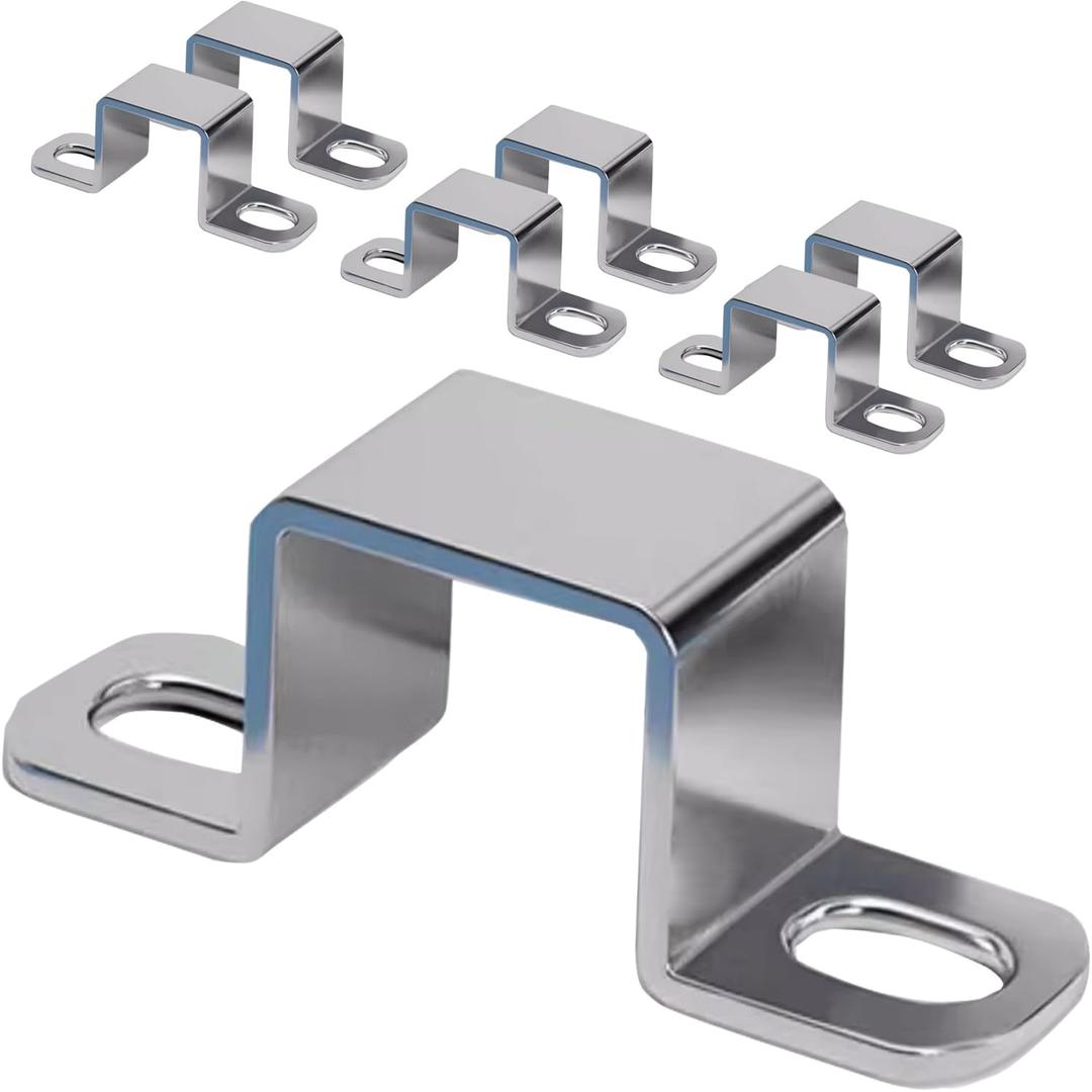 304 Stainless Steel Heavy Duty Square Pipe Clamp U-Bracket for Metal Pipe Wood Batten - 6 Pack Silver (1-3/8x1-3/8 inch)