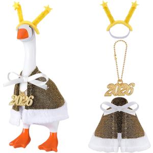 Huhumy Mini Desk Goose Outfit 7inch Magnetic Silly Goose Statue Keychain Clothes Costume for Table Desk Key Holder Decoration