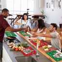 Christmas Placemats Table Placemats Set of 6 Plastic Seasonal Table Mats Decoration Washable Red and Green Winter Xmas Holiday Decoration for Kids Home Kitchen Dining Room Housewarming Gifts