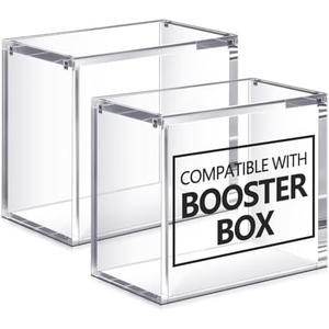 Cinnvoice 2 Pcs Acrylic Magnetic Case Compatible with TCG Booster Box Protective Case Stackable 4mm Thick Magnetic Closure Box Gifts for Collectors, Cards Not Included (Booster)