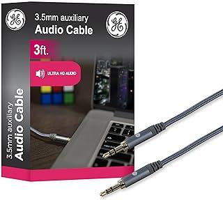 GE Home Electrical Pro 3.5mm Auxiliary Cable, 3ft Audio Cord, Premium Aux Cord for Car, Phone/Tablet, iPad, Home Stereo System and More, 33523