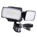 LUTEC 21W Plug in Motion Sensor Light Outdoor, Flood Lights Outdoor Motion Sensor, 2500LM, 5000K Daylight, IP65 Waterproof, Adjustable 2 Heads Wall Light for Garage, Porch, Yard - Black