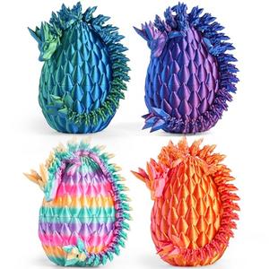 Rapean 8" 3D Printed Dragon Eggs, Easter Basket Stuffers for Kids and Teens, Articulated Dragon Toys for Children, Unique Easter Gifts for Boys & Girls (4Pack)