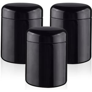 3 Pcs 250ml/8.3oz Black Glass Jars Empty Round Glass Containers for Coffee Powder Slime Makeup Cream Lotion Cosmetic