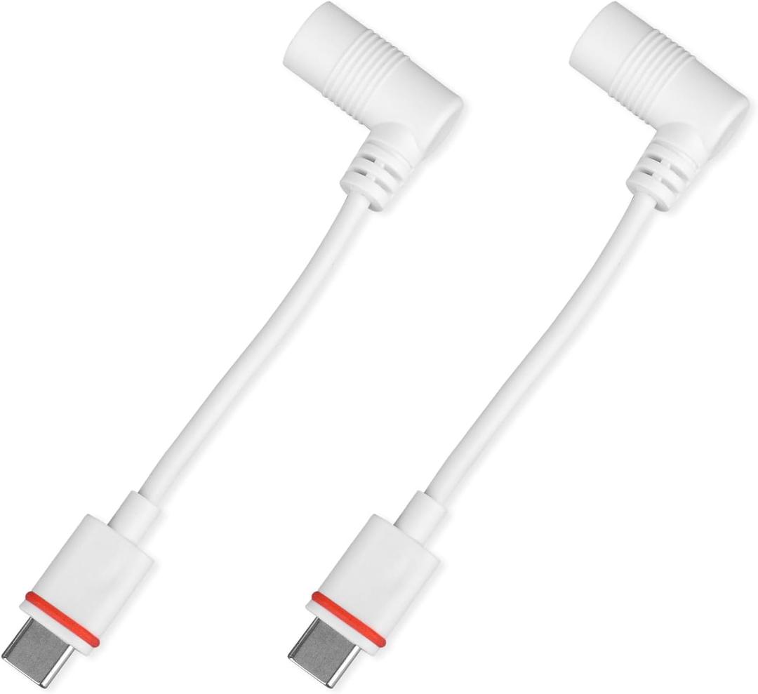 2pcs Barrel Plug to USB-C Power Adapter for Ring Solar Panel & USB-C Security Cameras, Compatible with Spotlight Cam Pro, Stick Up Cam Pro
