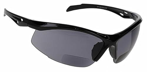 Bifocal Safety Glasses - Safety Glasses with Readers for Healthcare, Woodworkers, Motorcyclists, Workshop - Ansi Z87+ (Smoke Gray, +1.50 Diopter)