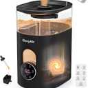 Warm & Cool Mist Humidifier - GloryAir Black 6L Quiet Top Fill Humidifiers for Bedroom Large Room with Smart Humidity Control, Remote Control, 7-Color Light, Humidistat, Oil Diffuser for Baby & Plants