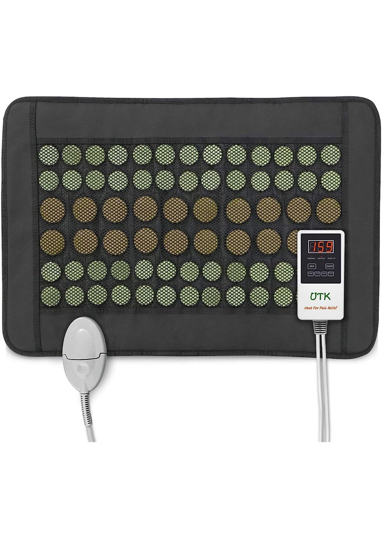 UTK Heating Pad for Back, Far Infrared Natural Jade and Tourmaline Heating Pad, Smart Controller with Memory Function, Auto Shut Off and Travel Bag Included, Small Pro (23.5 inches X 16 inches)