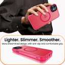 2 x DEERLAMN Magnetic Matte Case for iPhone 11 with Screen Protector, [Compatible with MagSafe][Military Grade Drop Protection] Slim Translucent Shockproof Protective Phone Cover, Hot Pink