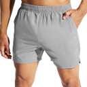 MIER Men's 5" Running Shorts Dry Fit Lightweight Athletic Gym Workout | 3 Pockets, Soft No Liner, Stretch Recycle Fabric, Side Split Hem, Built-in Drawstring, Machine Washable for Jogging Training