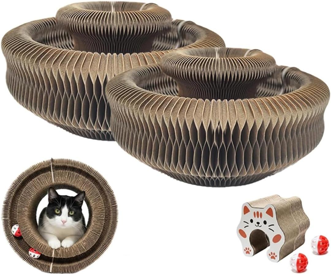 2Pcs Upgraded Kitty Kurlz Cat Toy, Magnetic Multi Shape Twisty Paws Cat Toy, Kitty Curlz Cat Scratcher with Play Ball, Flexible Magic Organ at Scratcher, Interactive Cat Toys for Indoor Cats