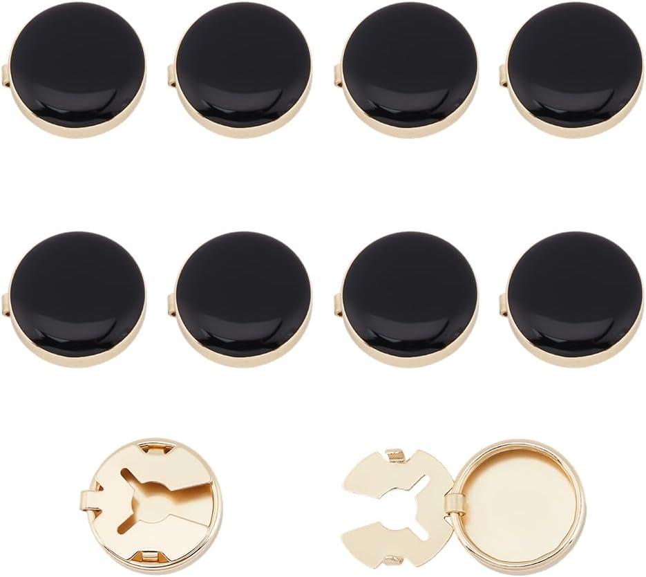NBEADS 10 Pcs Brass Button Covers, Round Cuffs Links Button Cover for Tuxedo, Shirt, Business or Formal Attend Accessories, Golden, 1.3x0.7x0.2inch