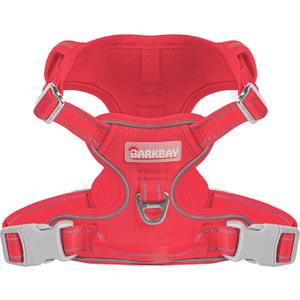 BARKBAY Dog Harness No Pull Mesh for Large Dogs - Adjustable, Reflective, Comfortable, No Choke, Heavy-Duty - Perfect for Outdoor Training, Walking, and Hiking - Strong & Durable - L & Red Mesh