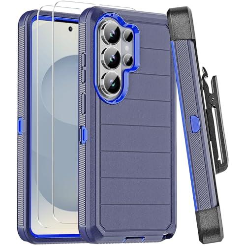 For Samsung Galaxy S26 Ultra Case with Belt Clip Holster, 2X Screen Protector, Heavy Duty 3-Layer Military Grade Rugged Full Body Shockproof Protection Phone Cover for Galaxy S26 Ultra (Blue)