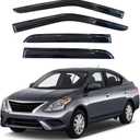 KPY Window Visor Compatible with Nissan Versa Sedan 2012-2019 (Excludes Hatchback), 4PC Rain Guard Side Window Vent Deflectors Tape-On Mugen Style, 2012 2013 2014 2015 2016 2017 2018 2019