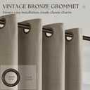 Taupe Brown 105 Inch Curtains Neutral Linen Semi Sheer Bronze Grommet Non-See-Through Drapes Farmhouse Boho Shabby Chic Window Floor To Ceiling Curtains 105 Inches Long 2 Panels Set for Living Room