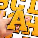 Waydress 26 Pcs Chenille Letter Iron on Patches 4.5 Inch Sew On Chenille A-Z Alphabet Letter Patches for DIY Supplies(Saffron Yellow Style)