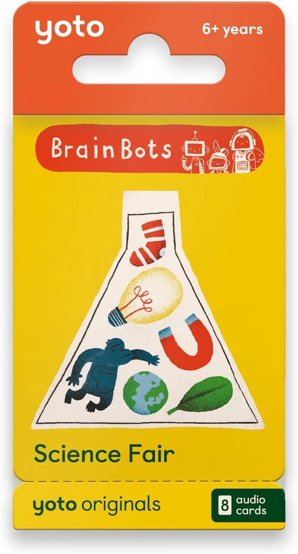 YOTO BrainBots Science Fair - 8 Kids Audiobook Cards for Use with Player & Mini All-in-1 Audio Player, Educational Screen-Free Listening with Fun Stories for Learning & Interactive Quizzes, Ages 6+