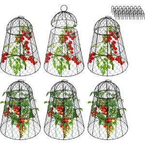 Garden Cloches for Plants - Set of 6 Chicken Wire Plant Cages and Plant Protectors from Animals, 17.7" H x 12.8" D, Outdoor Vegetable and Flower Cages, Sapbontchi Chicken Wire Cloche
