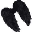 Taotenish Feather Angel Wings Party Costume Fancy Dress Fairy Feather Wing Christmas Decorations - Black