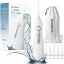 AquaSonic Water Flosser - Cordless Rechargeable Water Flossers for Teeth Cleaning - Waterproof Aqua Flosser, Portable Oral Irrigator for Dental Cleaning with 5 Jet Tips  Braces Home Travel (White)