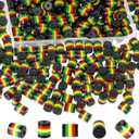 200Pcs Rasta Jamaica Beads,BENOSPACE 8mm Black Red Green Yellow Striped Cylinder Bead Black History Month Juneteenth Craft Acrylic Loose Spacer Cylinder Beads for DIY Bracelet Necklace Jewelry Making